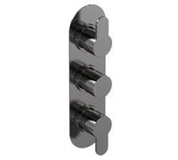 Pride Round Concealed Triple Thermostatic Shower Valve (2 Outlets) - Brushed Pewter - Balterley