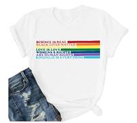 Pride Shirt for Women Science is Real Black Lives Matter No Human is Illegal T-Shirt Love is Love LGBT Equality Tee