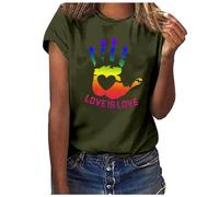 Pride Shirts for Women 2025 LGBT T Shirt Gay Pride Month Short Sleeve Top Love is Love Printed Tee Rainbow Flag Top