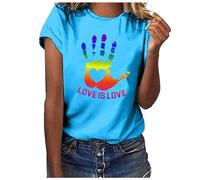 Pride Shirts for Women LGBT Pride T Shirt Gay Pride Month Short Sleeve Top LOVE IS LOVE Printed Tee Rainbow Flag Pride T-Shirt 2024