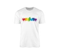 Pride Splatters T-Shirt - LGBT Flag Rainbow Lesbian Gay Transgender Bisexual Women Men Non-Binary Pansexual Clothing Clothes Accessories LGBTQ Gifts Presents (White Prime, Medium)