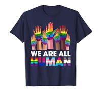 Pride T Shirt for Women Rainbow LGBT Heart Print T Shirt Short Sleeve Lesbian Gay Pride Month Tops Round Neck Blouse Tee for Lover Dark Blue XL
