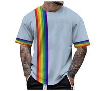 Pride T-Shirt Mens Rainbow Print Tee Tops Rainbow Gay Pride Short Sleeve Blouse Top LGBTQ Festival Summer Sports T-Shirt Tops Novelty Casual Shirts Fashion Clothing Clothes Gift