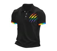 Pride T Shirt Rainbow Tshirt Rainbow Striped Top Pride Month Men's Striped Polo Shirts Short Sleeve Basic Casual T-Shirt Colored Heart LGBTQ+ Gay Vintage Tshirt