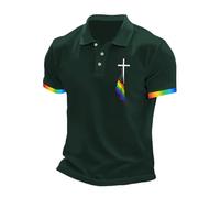 Pride T Shirt Rainbow Tshirt Rainbow Striped Top Pride Month Men's Striped Polo Shirts Short Sleeve Basic Casual T-Shirt Colored Heart LGBTQ+ Gay Vintage Tshirt