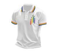 Pride T Shirt Rainbow Tshirt Rainbow Striped Top Pride Month Men's Striped Polo Shirts Short Sleeve Basic Casual T-Shirt Colored Heart LGBTQ+ Gay Vintage Tshirt