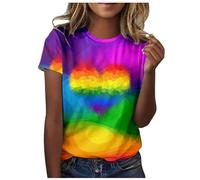 Pride T Shirt Women LGBT Rainbow Flag Heart Shirts Gay Pride Month Lesbian Tshirt TopsGay Fancy Dress Costume Headwear Accessories for Men and Women
