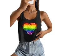 Pride Tank Top for Women Lesbian Rainbow Shirt Love Heart Graphic Tee LGBT Equality Be You Sleeveless Vest, Tank-black, XL
