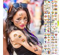 Pride Tattoos, Gay Pride Accessories, 10 Sheets Waterproof Rainbow Gay Pride Temporary Tattoos Stickers for LGBT Festival Body Face