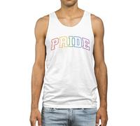 Pride Vest for Men Featuring Rainbow Text LGBTQ Gay Design for Him Boyfriend Partner Festival Gift, M, White