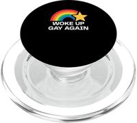 Pride Woke Up Gay Again Rainbow Funny PopSockets PopGrip for MagSafe