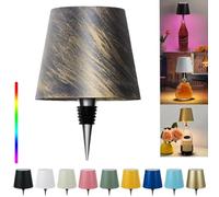 Pridola Wireless Bottle Lamp, RGB/3 Color Stepless Dimming, Touch Control LED Wine Bottle Lampshade for Bars Restaurants