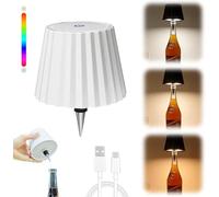 Pridola Wireless Bottle Lamp, RGB Touch Control Wireless Bottle Lampshade, 3 Color Stepless Dimming Wine Bottle Lamp Kit, Wine Bottle LED Light, Rechargeable Bottle Lamp for Home Bar Decor (White(B))