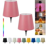 Pridola Wireless Bottle Lamp Shade - LED Rechargeable 3 Color Stepless Dimming - Touch Liquor Bottle Lamp Kit - Outdoor Table Lamp - Bar Lamp - Wine Bottle Lamp(2Pcs-Pink)