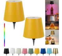 Pridola Wireless Bottle Lamp Shade - LED Rechargeable 3 Color Stepless Dimming - Touch Liquor Bottle Lamp Kit - Outdoor Table Lamp - Bar Lamp - Wine Bottle Lamp(2Pcs-Yellow)