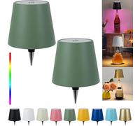 Pridola Wireless Bottle Lamp Shade - LED Rechargeable 3 Color Stepless Dimming - Touch Liquor Bottle Lamp Kit - Outdoor Table Lamp - Bar Lamp - Wine Bottle Lamp(2Pcs-Greens)