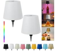 Pridola Wireless Bottle Lamp Shade - LED Rechargeable 3 Color Stepless Dimming - Touch Liquor Bottle Lamp Kit - Outdoor Table Lamp - Bar Lamp - Wine Bottle Lamp(2Pcs-White)