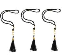 Prien 3 Pcs Prayer Beads, Islamic Gifts, 99 Beads Tasbeeh for Muslim, Islam Dhikr Counter, Bulk Tasbih Gift Set, Rosary for Women Men, Mawlid Favor for Prayer Rug, Ramadan, Hajj, Eid (Black)