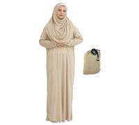 Prien Muslim Dress for Women with Hijab, Tasbih, Abaya, Instant Prayer Clothes Set, Islamic Wear, Dubai Kaftan Jilbab Burqa (UK, Alpha, XS, XXL, Regular, Regular, Mink)