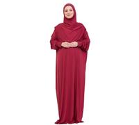 Prien Prayer Dress For Women, Cotton Muslim Abaya, Soft Hijab, Turkish Islamic Wear, Plus Size For Eid, Ramadan, Kaftan (Burgundy)