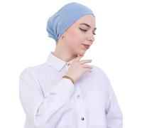 Prien Soft Undercap Hijab for Women, Cotton Islamic Bonnet, Muslim Head Scarf Inner Cap for Prayer Wear, Turban Hat Ramadan (UK, Alpha, One Size, Standard, Blue)