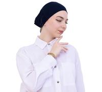 Prien Soft Undercap Hijab for Women, Cotton Islamic Bonnet, Muslim Head Scarf Inner Cap for Prayer Wear, Turban Hat Ramadan (UK, Alpha, One Size, Standard, Navy Blue)