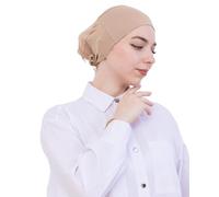 Prien Soft Undercap Hijab for Women, Cotton Islamic Bonnet, Muslim Head Scarf Inner Cap for Prayer Wear, Turban Hat Ramadan (UK, Alpha, One Size, Standard, Deep Mink)