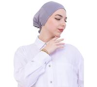 Prien Soft Undercap Hijab for Women, Cotton Islamic Bonnet, Muslim Head Scarf Inner Cap for Prayer Wear, Turban Hat Ramadan (UK, Alpha, One Size, Standard, Grey)