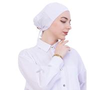 Prien Soft Undercap Hijab for Women, Cotton Islamic Bonnet, Muslim Head Scarf Inner Cap for Prayer Wear, Turban Hat Ramadan (UK, Alpha, One Size, Standard, White)