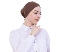 Prien Soft Undercap Hijab for Women, Cotton Islamic Bonnet, Muslim Head Scarf Inner Cap for Prayer Wear, Turban Hat Ramadan (UK, Alpha, One Size, Standard, Brown)