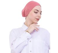 Prien Soft Undercap Hijab for Women, Cotton Islamic Bonnet, Muslim Head Scarf Inner Cap for Prayer Wear, Turban Hat Ramadan (UK, Alpha, One Size, Standard, Dusty Rose)
