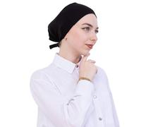 Prien Soft Undercap Hijab for Women, Cotton Islamic Bonnet, Muslim Head Scarf Inner Cap for Prayer Wear, Turban Hat Ramadan (UK, Alpha, One Size, Standard, Black)
