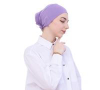 Prien Soft Undercap Hijab for Women, Cotton Islamic Bonnet, Muslim Head Scarf Inner Cap for Prayer Wear, Turban Hat Ramadan (UK, Alpha, One Size, Standard, Lilac)