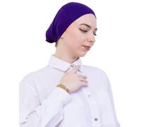 Prien Soft Undercap Hijab for Women, Cotton Islamic Bonnet, Muslim Head Scarf Inner Cap for Prayer Wear, Turban Hat Ramadan (UK, Alpha, One Size, Standard, Purple)