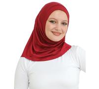 Prien Sport Instant Hijab For Women, Muslim Cotton Turban, Soft Head Scarf, Ready To Wear Hijabs Prayer Clothes, Islamic Wear (Burgundy)
