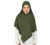 Prien Zippered Instant Hijab For Women, Muslim Prayer Scarf, Long Turban Girls, Abaya, Jersey Islamic Dress Undercap Khimar (Khaki)