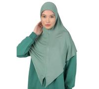 Prien Zippered Instant Hijab For Women, Muslim Prayer Scarf, Long Turban Girls, Abaya, Jersey Islamic Dress Undercap Khimar (Light Green)