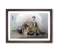 Priest Bukan by Hashimoto Gaho Framed Print | A2 Walnut Framed Wall Art | Ready to Hang | Modern Nature Picture | Living Room Bedroom Lounge Office