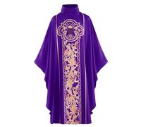 Priest Clergy Cape, Men's Liturgical Robe, Adult Priest Measuring Gown Cape with Embroidered Renaissance MessCapelet Gothic Capelet Vintage Robe Medieval Outfit for Halloween Party Fancy Dress
