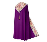 Priest Clergy Cape, Robe for Catholic, Coronation Print Costume Robe Cape Renaissance MessCapelet Gothic Capelet Cosplay Medieval Outfit for Adults Halloween Party Carnival Fancy Dress S-5XL
