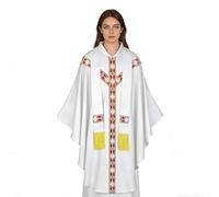 Priest Costume - Catholic Priest Chasuble | Traditional Round Collar Pastor Robe Vestments for Men, Embroidered Church Mass Apparel for Cosplay & Liturgical Ceremonies
