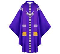Priest Costume Medieval Clothing Women's Men Chasubles Vestment Halloween Cosplay for Church Mass Robe Celebrant Christening Costume (Purple, One Size)
