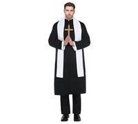 Priest Costume Men Adult Priest Robe Vicar Costume Halloween Costumes for Men Plus size