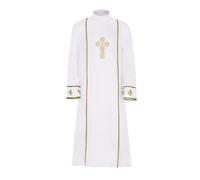 Priest Costume White Yellow Cross Robe Medieval Performance Outfit