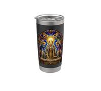 Priest Elevating Host Gothic Cathedral Mosaic Art Faith Stainless Steel Insulated Tumbler