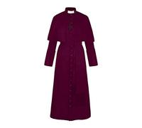 Priest Robe Men's Priest Outfit Renaissance Vintage Priest Outfit Party Priest Roman Cassock Medieval Stand-Up Collar Jacket Uniform Deluxe Pastor Robe Priest Outfit Set New Year, Wine Red, S