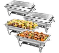 PRIJESSE 9L Chafing Dishes for Buffet, Durable Chafing Dish for Parties, Events, Weddings, Indoors & Outdoors (4 Pack)