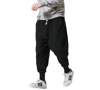 PRIJOUHE Men's Joggers, Sweatpants, Low Crotch Sweats Slim Fit Trousers Harem Hip Hop Pants, 46-black, X-Large