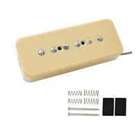 Prilam Humbucker-Size Open Cover P-90 Dog Ear Pickup Bridge Single Coil Guitar Pickups for LP Guitar Parts,Cream