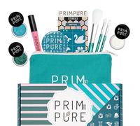 Prim and Pure Makeup Gift Set for Kids: Stencil, Eyeshadow, Bio Glitter Lip Gloss and Cosmetic Bag with Mirror for Makeup